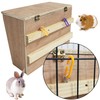kathson Rabbit Hay Feeder Rack Wooden Food Feeding Manger Bunny