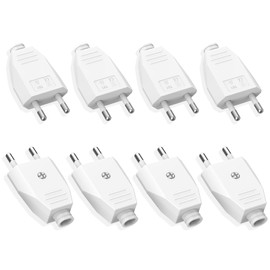 Vecbmn Flachstecker, Eurostecker, 8 St1ck Eurostecker Flach, Schuko Power Stecker 2 polig (250V, 2,5A),Euro Stromstecker zum Ersatz, wei?