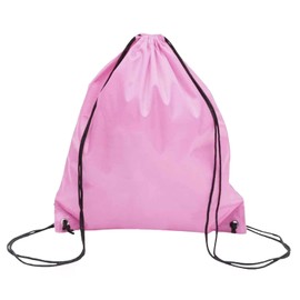 PE Bag String Swim Sport Gym Waterproof Drawstring Beach Holidays Swimming Travel Backpack School for Women Men Boys Girls Outdoor (Pink) One Size