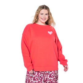 Studio Untold Women's Plus Sizes Plus Size Sweatshirt Oversized Prints 840713, Hibiscus red