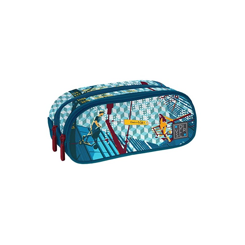 Grafoplás 37542920. Double School Case, 24.5x9.5cm, Diverse Collection, Follow Me,