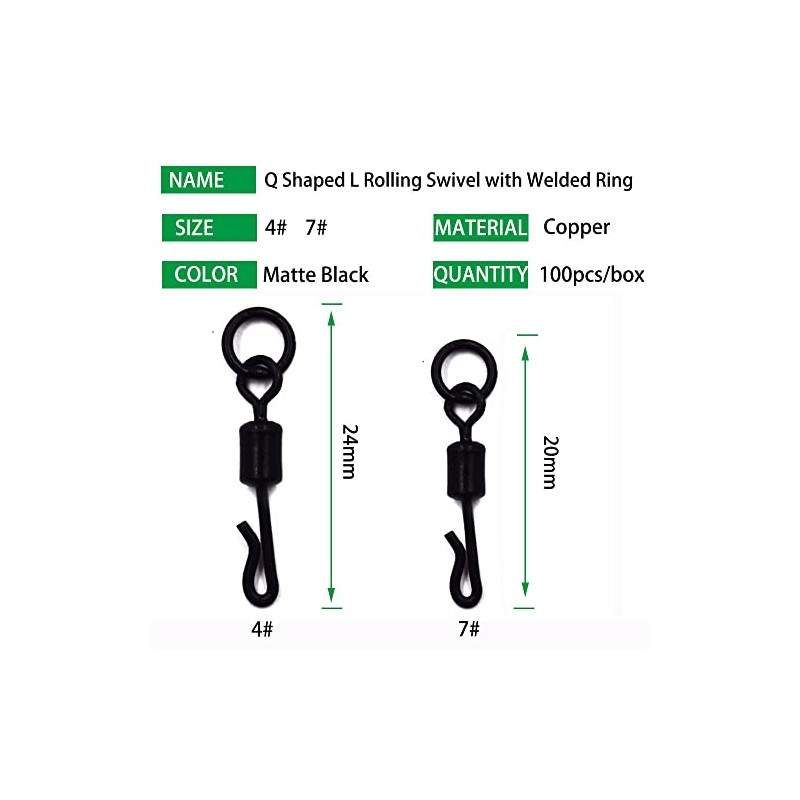 PHECDA PROFLY 50/100pcs Carp Fishing Swivel with Ring Quick Change
