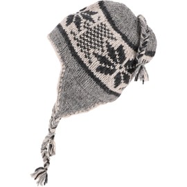 GURU SHOP Wool Hat with Ear Flaps, Norwegian Hat, Winter Hat, Men/Women, Red, Wool, Size: One Size, gray