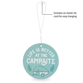 Camco Life is Better at The Campsite Air Freshener - Features Mountain Breeze Fragrance & Elastic Cord - Use as Car, RV, or Home Air Fresheners (53362)