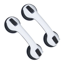 Relaxdays Set of 2 Shower Tub Grab Bars with Suction Cup 70 kg Senior Disabled People Suction Lifter Black/White