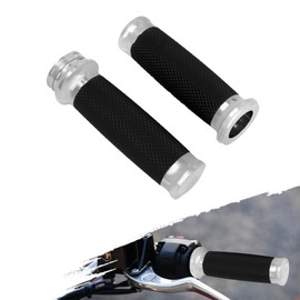 Tesoromotor Motorcycle 25mm Handlebar 1" Hand Grips Aluminum Non-Slip Fit for Harley Touring Road Street Glide Sportster 883 1200 72 48 XL Dyna VRSC Softail Custom (Chrome Hand Grips)