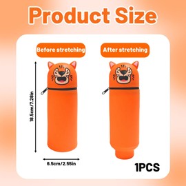 JazRvr 18.5 x 6.5 cm Mäppchen, Orange Tiger Federmäppchen für Kinder, Schule und Alltag, Stiftehalter, Geschenkidee für Schüler