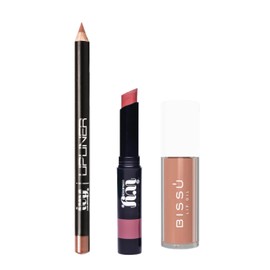 Set Viral de Maquillaje para Labios; Lapiz Delineador y Labial Mate IVY y Lip Oil Bissú (Vainilla)