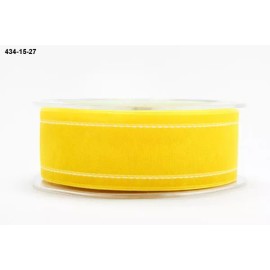 MAY ARTS RIBBONS~SHEER YELLOW RIBBON W/WHITE STITCHED EDGES~ 1.5 INCH X 1 YARD!