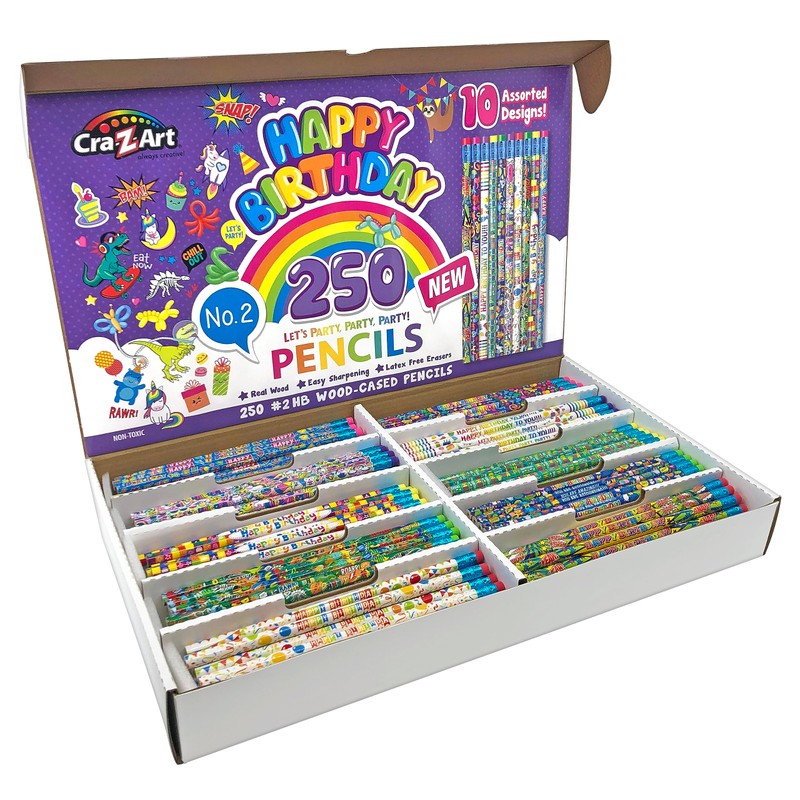 Happy Birthday Pencils Classpack 250 Count Featuring 10 Unique Designs