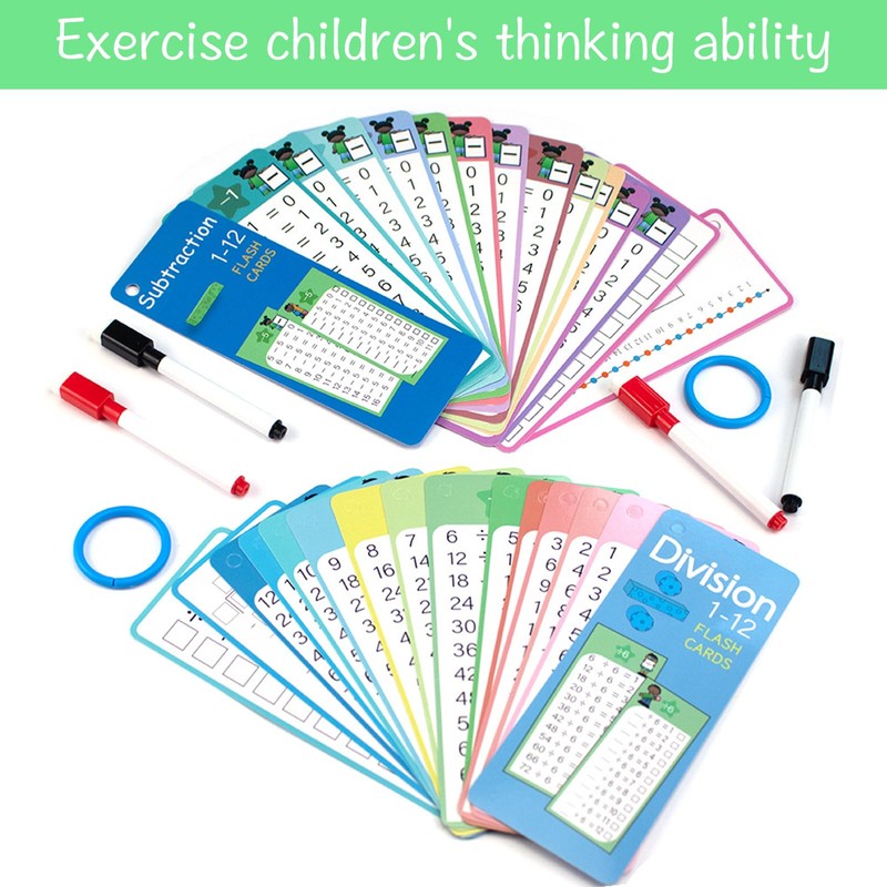 70pcs Times Tables Flash Cards, 1-12 Addition Subtraction Multiplication and