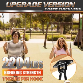 GAMKII Swing Hanger, 2204lbs Capacity 304 Stainless Steel Ceiling Hanging Kit, M10 Pad Eye Hooks with M10 Snap Hooks and Heavy-Duty Screws for Porch Hammock Chair, Punching Bag, Yoga- 2 Packs