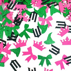 200Pcs Witch Themed Glitter Confetti, Pink and Green Table Decorations, Perfect for Movie Witch Party Favors Witch Theme Baby Shower Witch Birthday Party Table Decorations