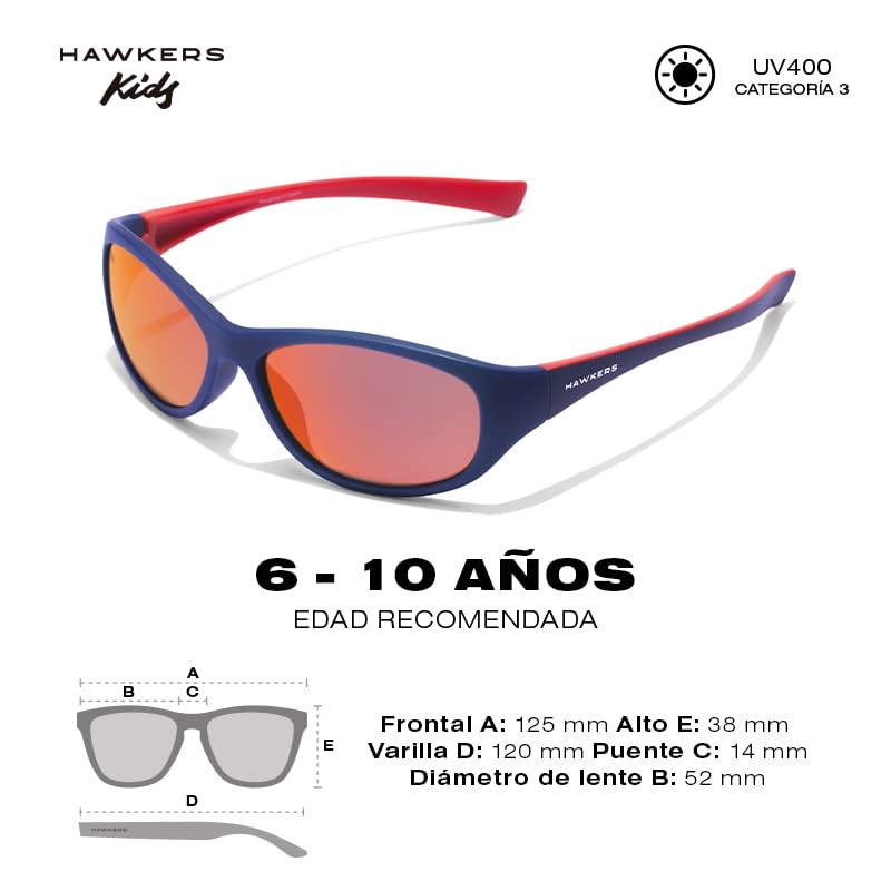 HAWKERS RAVE KIDS Sunglasses for Boys and Girls, Navy Ruby
