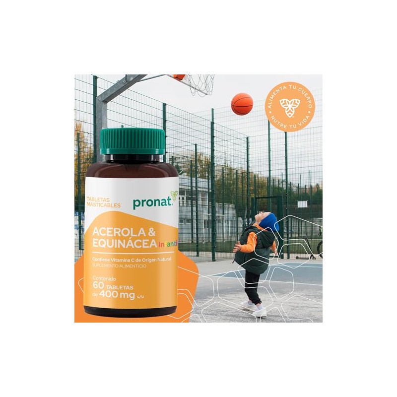 PRONAT | Acerola y Equinácea Kids, Suplemento Alimenticio, 60 Tabletas