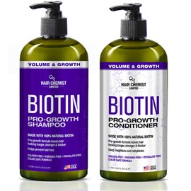 Hair Chemist Pro-Growth Shampoo & Conditioner Set with Biotin - Includes 33.8oz Shampoo & 33.8oz Conditioner