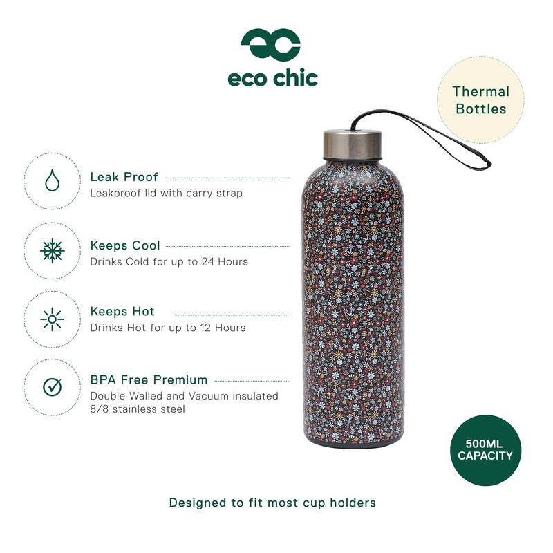 Eco Chic Reusable Thermal Bottle Stainless Steel Leakproof Insulated Water