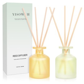 YISOWUH Reed Diffuser - BlackBerry Pineapple & Jasmine Green Tea 3.38oz (100ml) 2 Packs Essential Oil Reed Diffuser Set with 16 Sticks, Long Lasting Fragrance for Home, Bathroom, Bedroom, Room, Decor