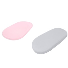 Dudu N Girlie Moses Basket Sheets Fully Fitted – 75 x 30 Moses Basket Bedding - Hypoallergenic Baby Pram Sheets Bedding Elasticated Breathable Easy Care (Pack of 2, Pink & Grey)