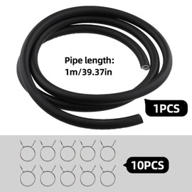 Sdhgerh 8mm Fuel Hose with 10 Clamps Set 1m Fuel Pipe Line Rubber Hose for Trucks Cars Tractors and Small Engines