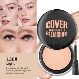 Concealer Cushion with Brush – Full Coverage Waterproof Foundation for Scars, Blemishes & Dark Circles, Lightweight, Long-Lasting Makeup for Face & Body