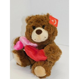 Aurora Valentine Brown Bear Plush Gift Hearts Red Pink Aurora Stuffed Toy