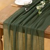 DeZerlor Olive Green Cheesecloth Table Runner 4 Pack Fall Thanksgiving