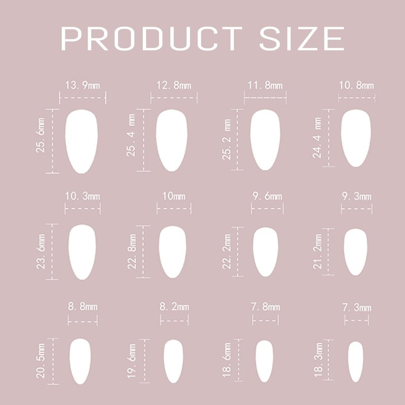 Ruzister 24 Pieces Push On Almond Nails Shiny False Nails
