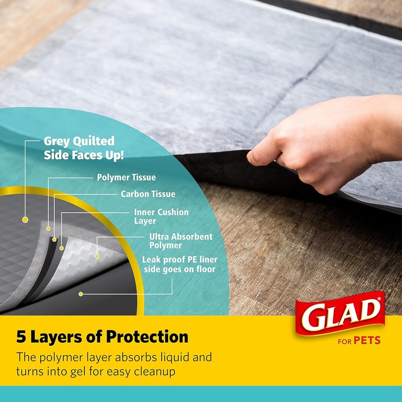 Glad for Pets Black Charcoal Puppy Pads - Super Absorbent