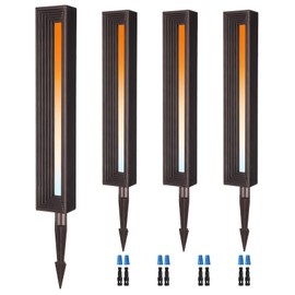 LEONLITE 5CCT Low Voltage Pathway Lights, 7W 12-24V LED Landscape Lighting for Yard Sidewalk, IP65 Path Light, Die-Casted Aluminum, 1800K/2700K/3000K/4000K/5000K, ETL, Oil Rubbed Bronze, Pack of 4