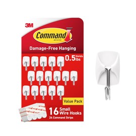 Command - Ganchos de alambre pequeños, 16 ganchos, 24 tiras (GP067-16NA), embalaje fácil de abrir