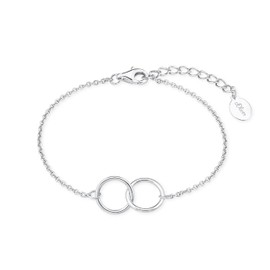 s.Oliver Women’s Bracelet So Pure 16 + 3 cm Circles Geometry 925 Rhodium-Plated Silver