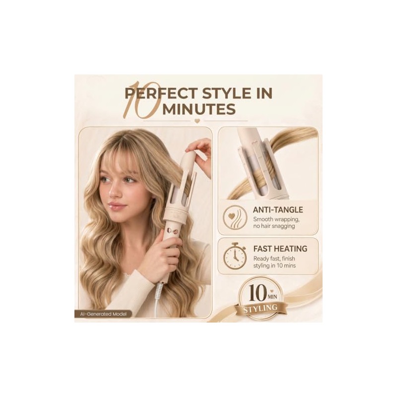 PRITECH Automatic Rotating Curling Iron - Effortless Curls for All
