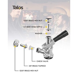 Talos BF KT85D-L D System Keg Tap Coupler, Silver