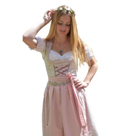 ENTARI Dirndl Set Costume Dress 3-Piece Women's Midi Dirndl Golden Costume, 502 grey, 36