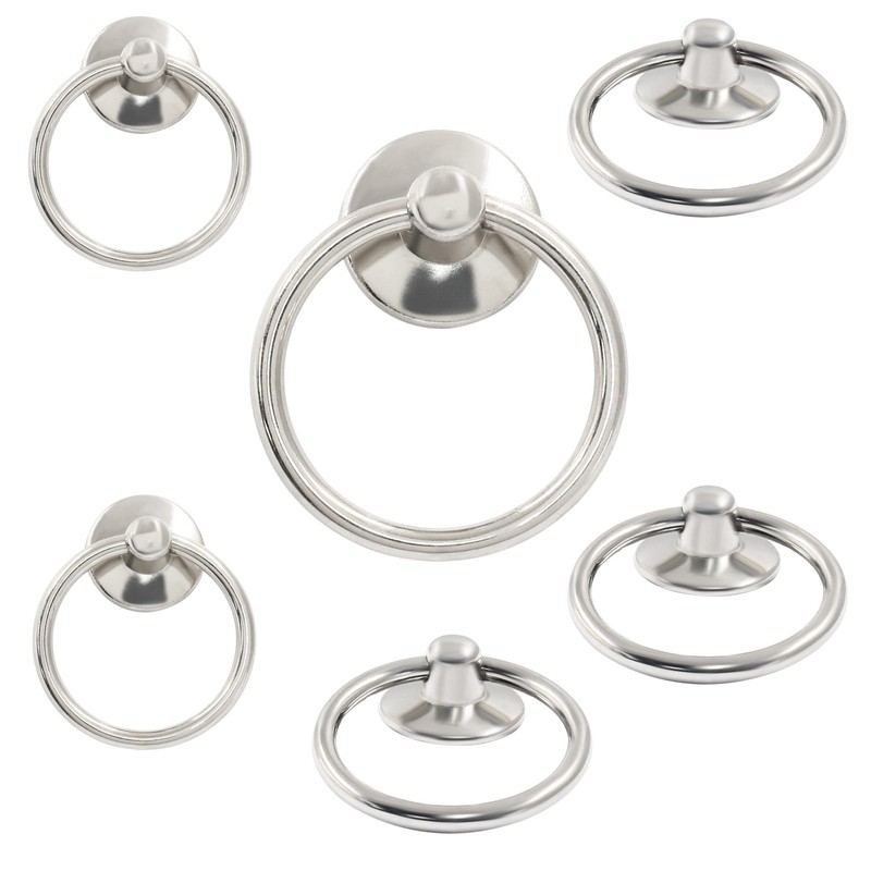 Unlorspy 6 Pcs Metal Drawer Ring Knobs, Drop Ring Drawer