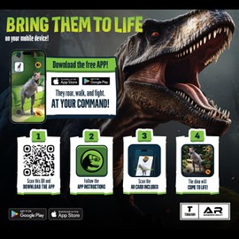 Dino Explorers: AR Dinosaur XL & Brick Combo - Spinosaurus - 10" Articulated Sound Toy Figure & Paleontology Dig Kit, Augmented Reality Set, Kids 3+