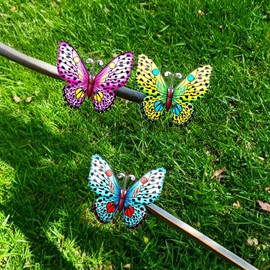 Metal Butterfly Wall Decor - 3 Pack Outdoor Hanging Butterflies for Garden, Patio, Yard - Wall Art Sculpture for Indoor/Outdoor