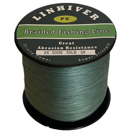 LinHiver Braided Fishing Line, Strong Power, Great Abrasion Resistance, Thin Diameter, No Stretch, Low Memory and High Sensitivity(328Yds, 50LB, 8 Strand)