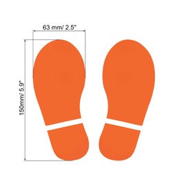 PATIKIL 6x2.5" Footprint Sticker, 4 Pairs PVC Shoes Floor Decal Sign for Class Decor Stair Guide, Orange