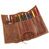 Rustic Genuine Leather Pencil Roll - Pen and Pencil Case
