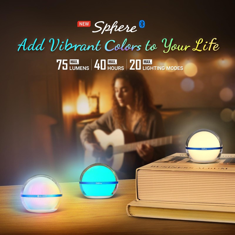 OLIGHT Sphere 75 Lumens Night Light 360-degree Light-Emitting Surface Kids-Friendly