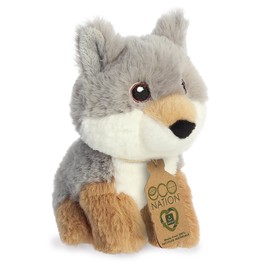 Aurora® Eco-Friendly Eco Nation™ Mini Wolf Stuffed Animal - Environmental Consciousness - Recycled Materials - Gray 5 Inches