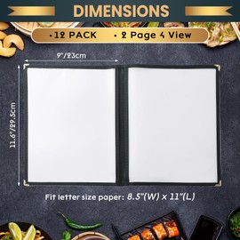 AMGSH 12 Pack Menu Covers 8.5 x 11 Inch, 2 Page 4 View Menu Sleeves Clear View Menu Holder for Kitchen, Restaurant Supplies, Drink, Wine Menu