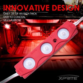 Xprite Red LED Truck Bed Light Kits Rock Lights with On/Off Switch, for Pickup Footwells, Running Boards, Cargo, Under Car, Tonneau Cover, Rail Lighting
