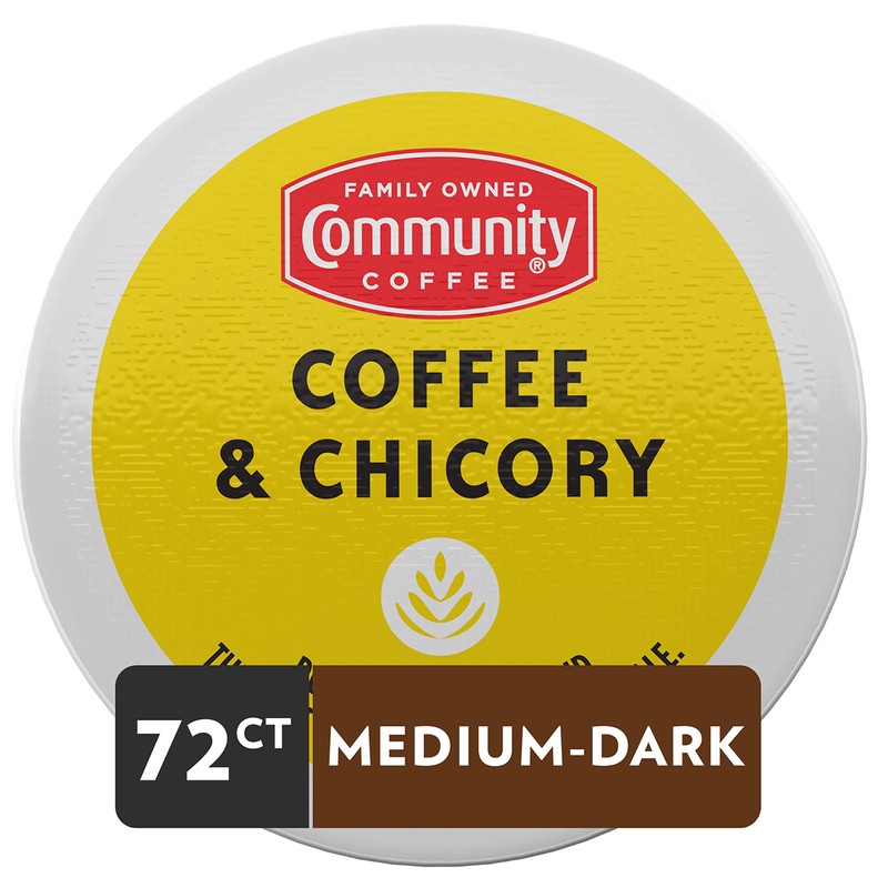 Community Coffee Coffee & Chicory 72 Count Coffee Pods, Medium-Dark