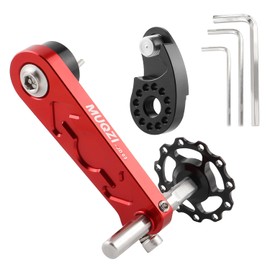 MUQZI Bicycle Chain Tensioner Single Speed Aluminium Alloy Adjustable Bicycle Chain Guide Tensioner for MTB Road Bike Cycling, Red