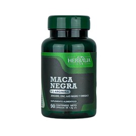 Herbalia Lab Maca Negra, Suplemento Natural con L-Arginina, Jengibre, Zinc y Omega 3 - Precursor de Testosterona, Fórmula para Hombres 90 Cápsulas