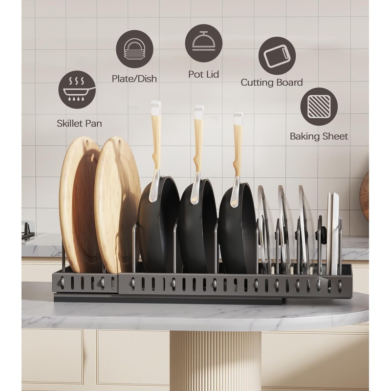 Pull Out Pots and Pans Organizer Under Cabinet, Expandable Sliding