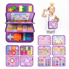 VISATOR Busy Board Montessori Toys For 3 4 5 6 7 8 Year Old Girls Boys Sensory Toys For Toddlers Preschool Educational Learning Toys Activity Board For Fine Motor Skills Kids Gifts Airplane Car Toys